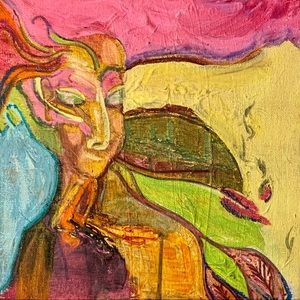 Original artwork fauvist oil portrait painting